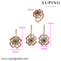 64176 xuping 18k gold jewelry wholesale fashion luxury multicolor zircon stone gold plated jewelry sets